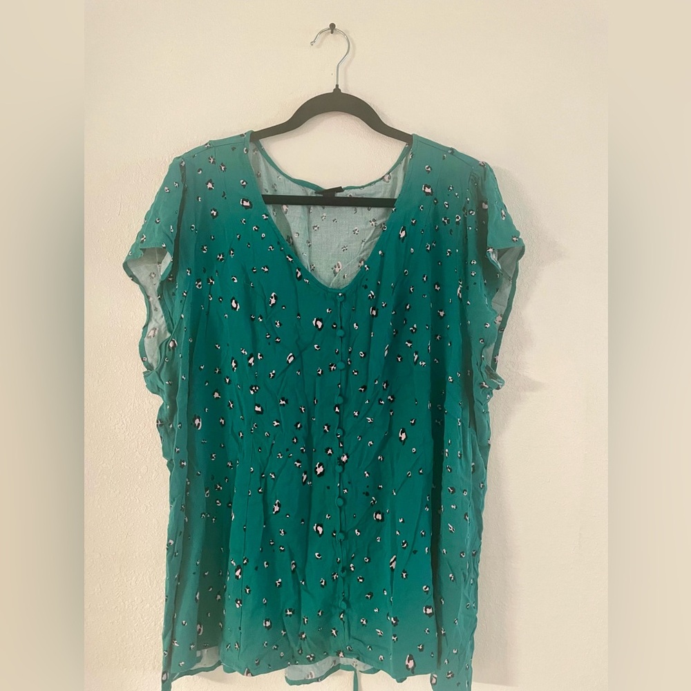 Torrid Green and Pink Leopard Print Blouse